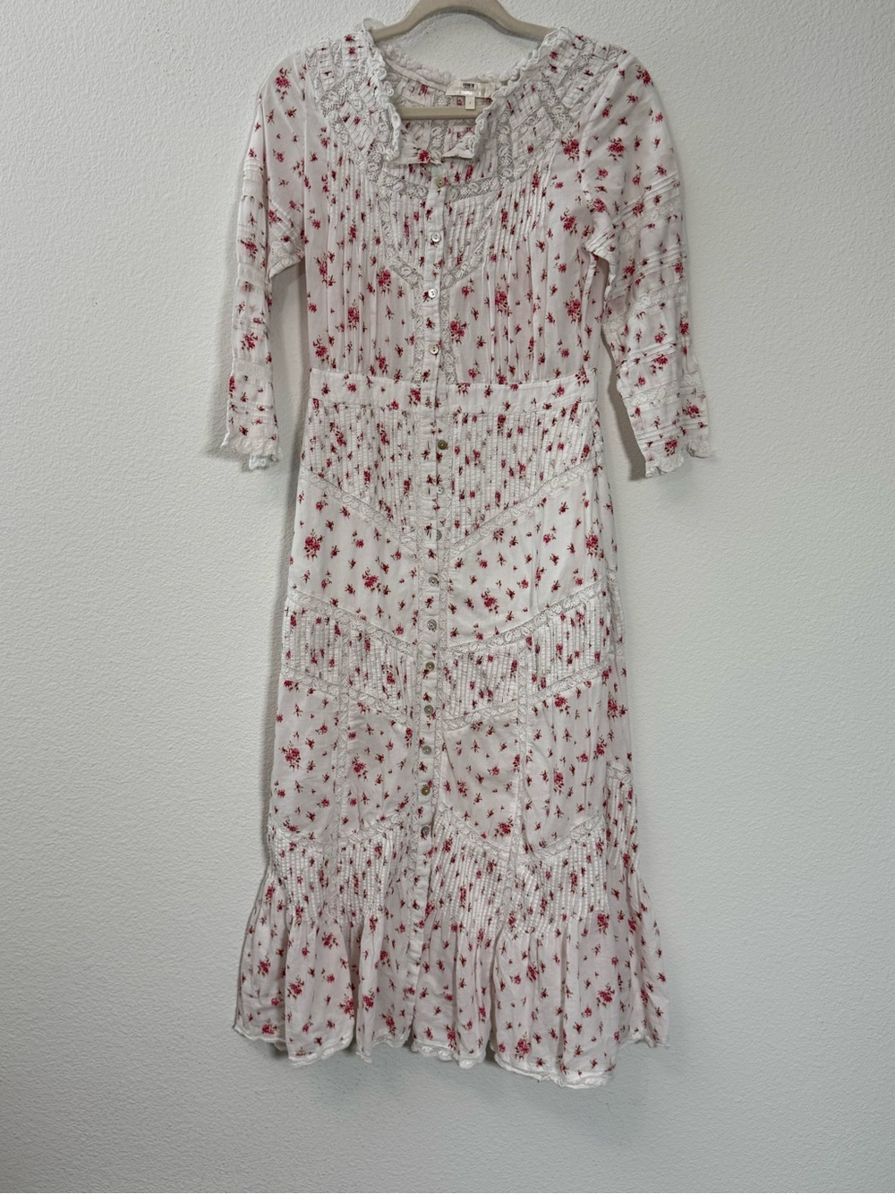 LoveShackFancy Floral Lace Prairie Midi Dress‎ Cottagecore Boho Romantic